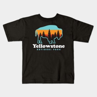 Yellowstone National Park Bison Hiking Travel Kids T-Shirt